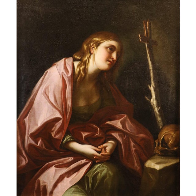 Workshop of Guido Reni, Penitent Magdalene, 1650, Oil on Canvas For Sale - Image 15 of 15