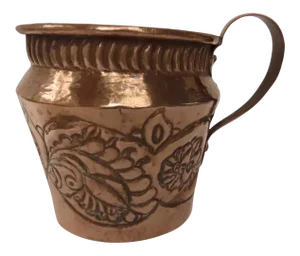 19th Century Handmade Repoussé Copper Mug