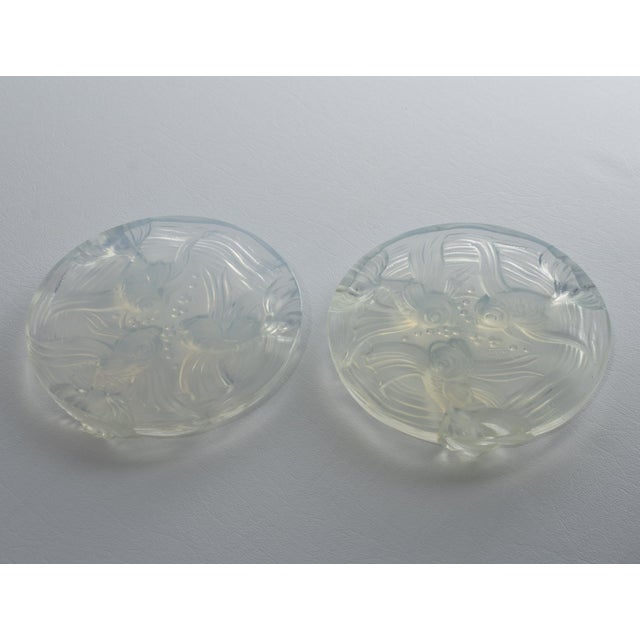 Verlys France Art Deco Opalescent Glass Wine Coasters with Fish Decor, 2 pieces For Sale - Image 12 of 16