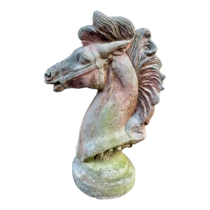 Monumental Vintage Concrete Horse Head Sculpture