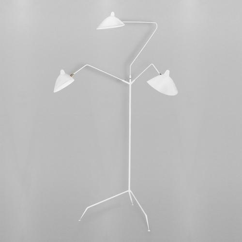 Mid-Century Modern White Three Rotating Arms Floor Lamp by Serge Mouille For Sale - Image 3 of 7