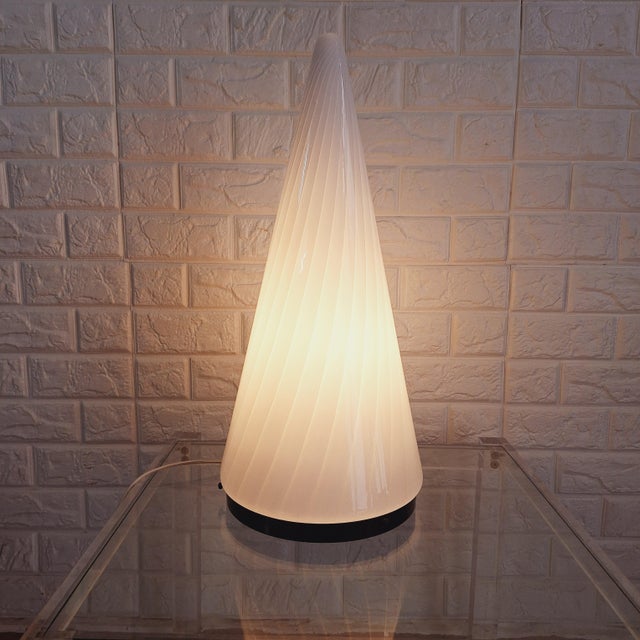 Vintage Hand Blown Murano Glass Conical Lamp, 1970s For Sale - Image 3 of 18