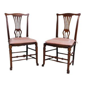 English Country Chippendale Side Chairs - A Pair