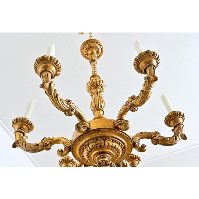 French 19th Century Carved Giltwood Neoclassical Chandelier For Sale - Image 9 of 12