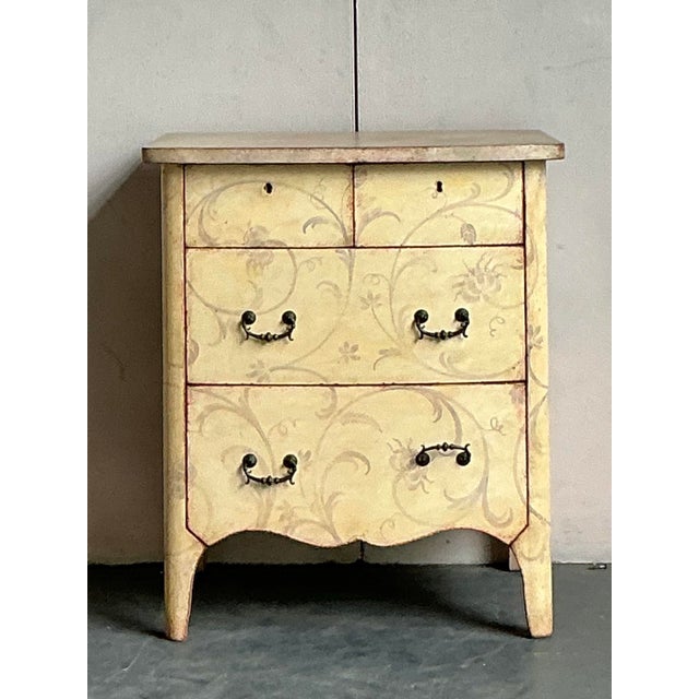 Shabby Chic Vintage Italian Patina Hand Painted Chest For Sale - Image 3 of 6