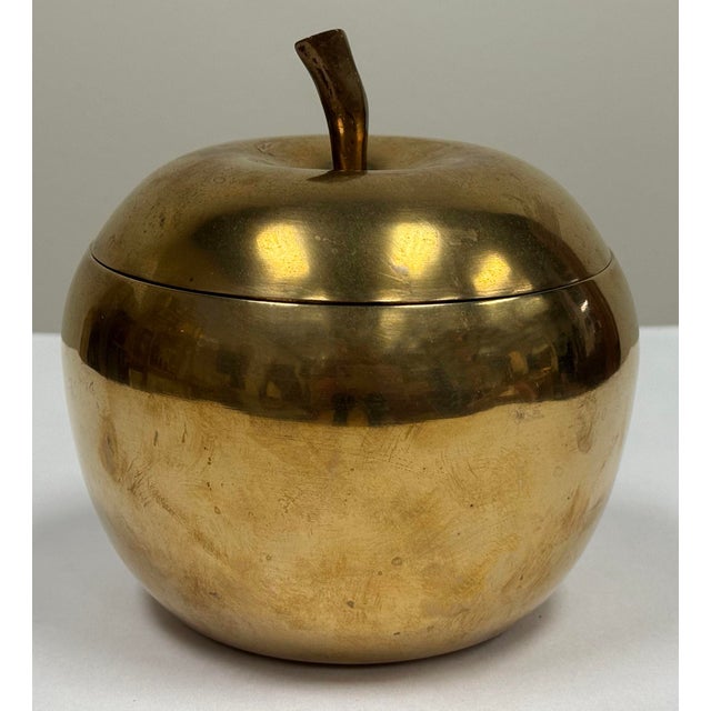 Figurative Vintage Brass Apple Lidded Jar For Sale - Image 3 of 6