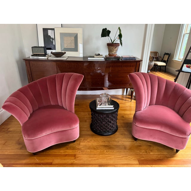 1970s 1970’s Art Deco Wing Back Chairs- a Pair For Sale - Image 5 of 7