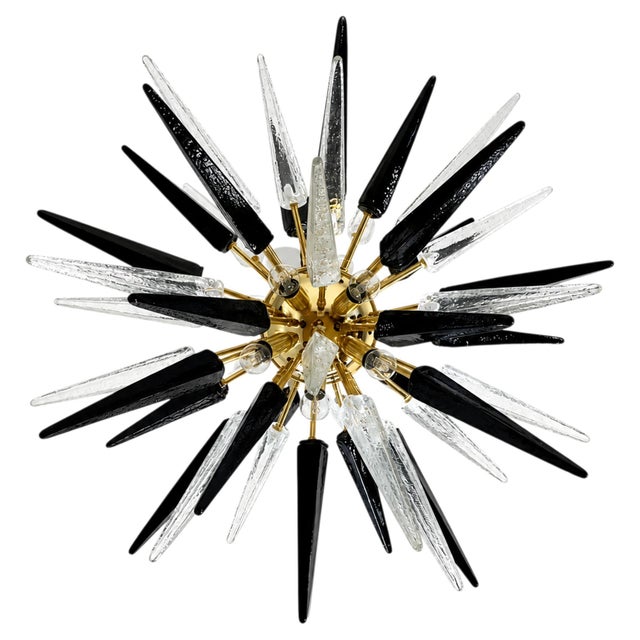 Sputnik Light with 51 Black and Transparent Murano Tips from Justfurnituress SRL For Sale - Image 10 of 10