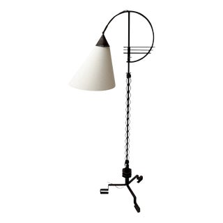 Vintage Art Deco Floor Lamp in Wrought Iron and Silk by Jan Joustra, 1920s For Sale