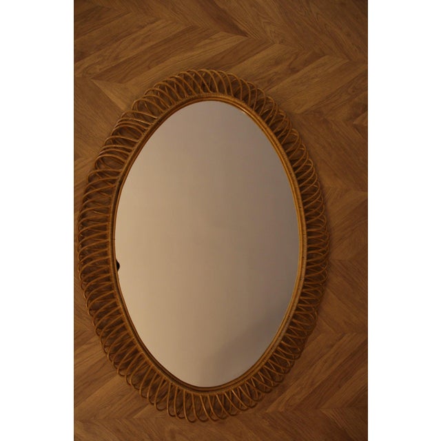 Oval Wall Mirror in Rattan and Bamboo, 1960s For Sale - Image 11 of 16