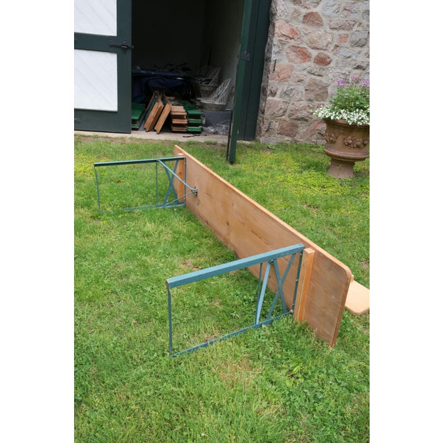 Mid-Century Modern Folding German Picnic Table Set with Benches, Wood and Metal, 1970s For Sale - Image 3 of 13
