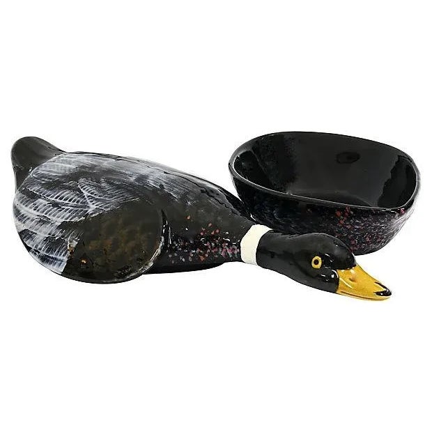 French Majolica Duck in Flight Pâté Serving Dish For Sale - Image 4 of 6