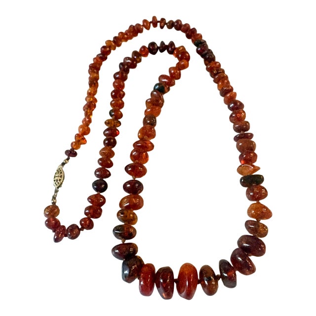 Vintage Baltic, Amber, and Nodded Beaded Necklace For Sale