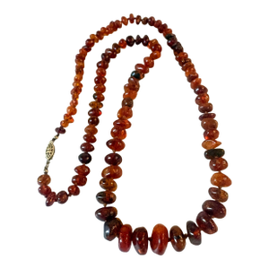 Vintage Baltic, Amber, and Nodded Beaded Necklace