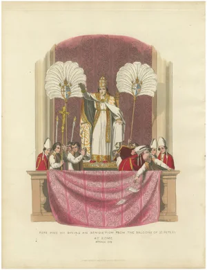 Cruikshank, Pope Pius VII Giving His Benediction from St Peter's Balcony, 1819, Print
