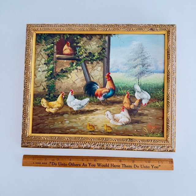 20th Century Chicken Painting For Sale In San Antonio - Image 6 of 10