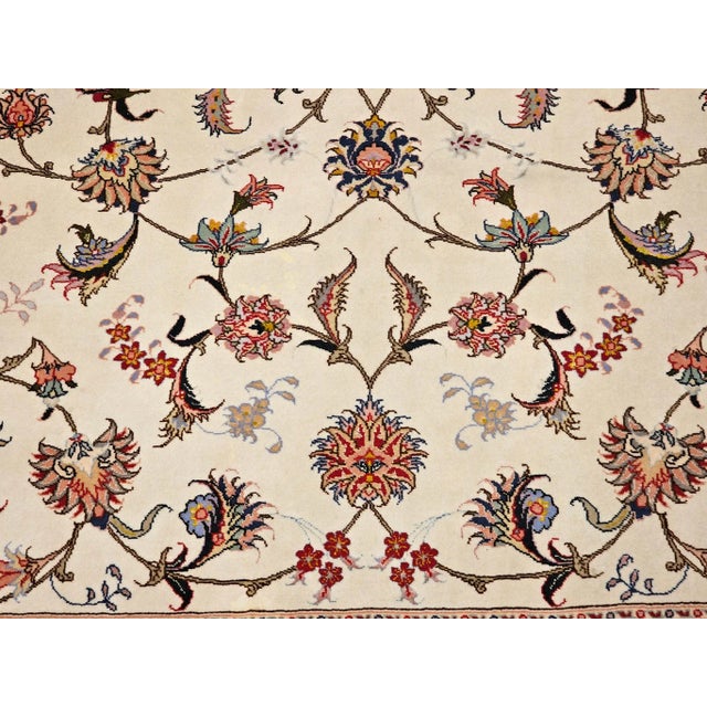 Vintage Persian Tabriz Rug, Handwoven Allover Floral Pattern, Ivory & Pale Pink, 7’ X 10’ For Sale - Image 11 of 12