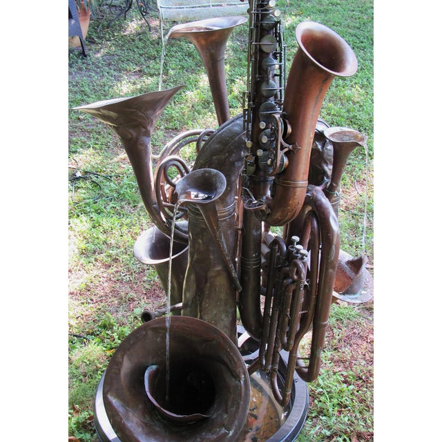 ​Vintage Outdoor Garden Fountain of Sculpted Mid-Century Brass Musical Instruments- 6 Ft+ Kinetic Water Feature For Sale - Image 4 of 18