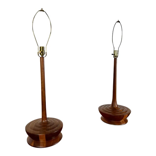 Danish Modern Solid Teak Table Lamps For Sale