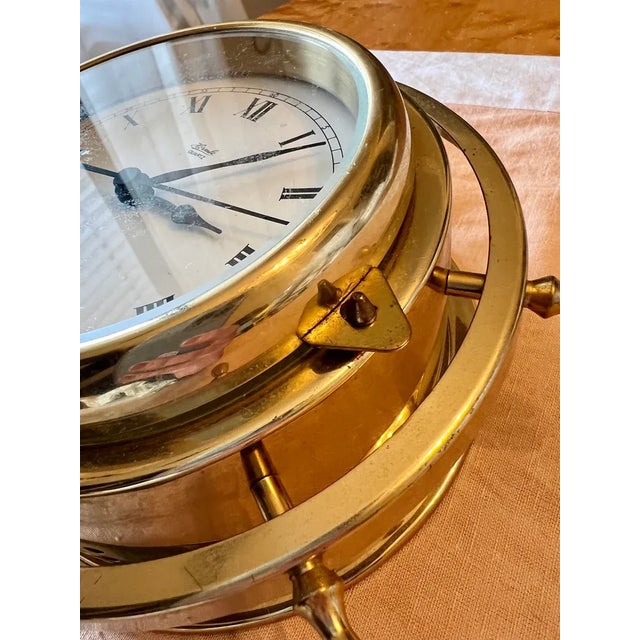 1990s Vintage Brass Hermle Ship’s Bell Clock, German Nautical Maritime