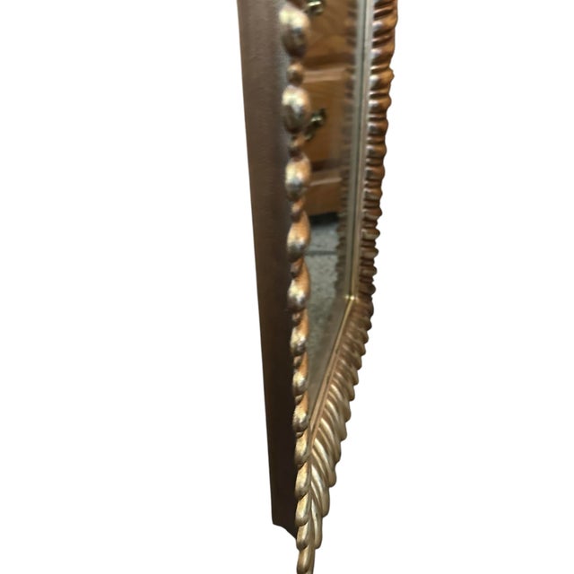 Glass 1950s Syroco Rococo Italian Style Mirror With Gilded Brass Gold Scalloped Border, Made in Syracuse, Ny, Usa For Sale - Image 7 of 8