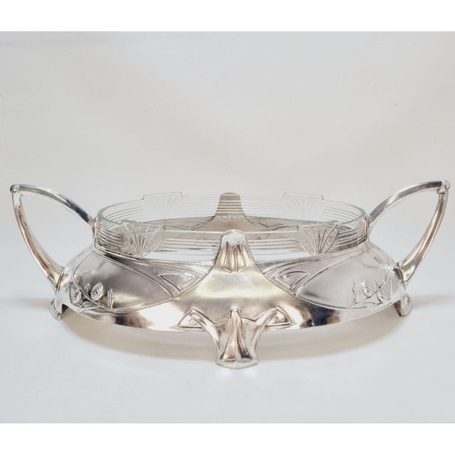 Metal Antique Art Nouveau Silver-Plated Centerpiece by Dupper and Bernhold, 1920s For Sale - Image 7 of 15