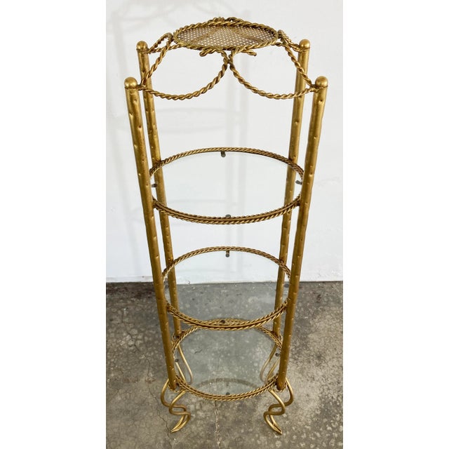 Early 20th Century Vintage Italian Gold Gilt Rope 3 Tier Etagere Display For Sale - Image 5 of 10