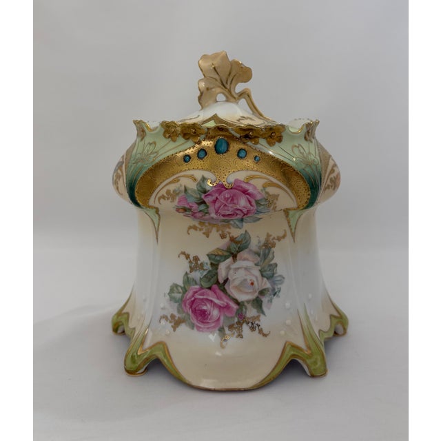 1900s R S Prussia Porcelain Tea Set – Roses, Turquoise Jewels & Heavy Gilt For Sale - Image 4 of 17