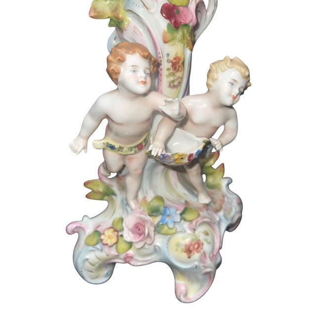 White Pair of Meissen Style Porcelain Five-Arm Candelabras. Germany, 20th Century. For Sale - Image 8 of 10