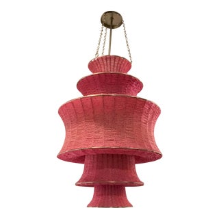 Currey & Co. Houri Modern Fuchsia Glass Beads Pendant/Chandelier For Sale