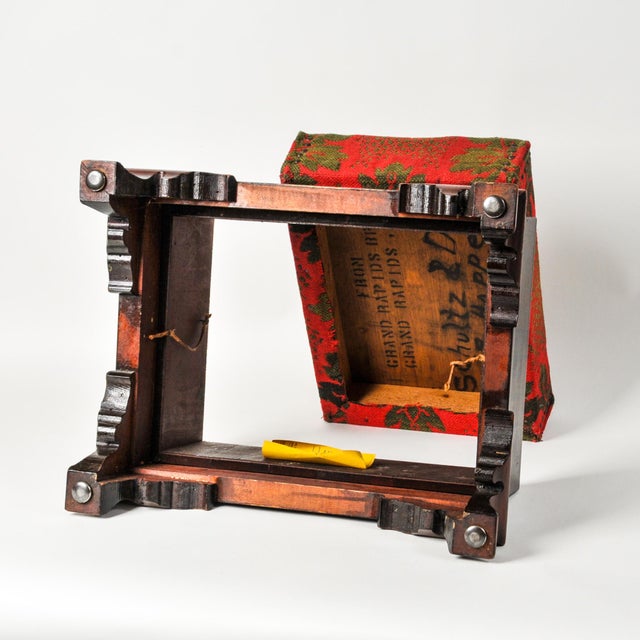 Antique Mahogany Footstool Empire Upholstered Ottoman For Sale - Image 14 of 16