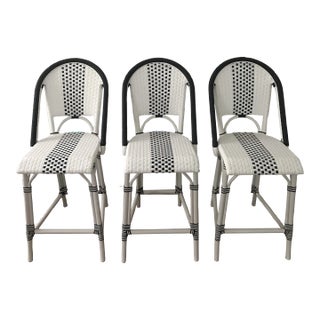 Serena and Lily Indoor/Outdoor Riveria Powdered Coated Counter Stools - Set of 3 For Sale