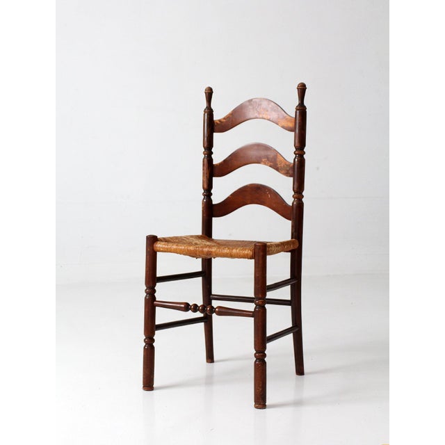 Vintage 1930s Tell City Rush Seat Ladder Back Chair For Sale - Image 12 of 17