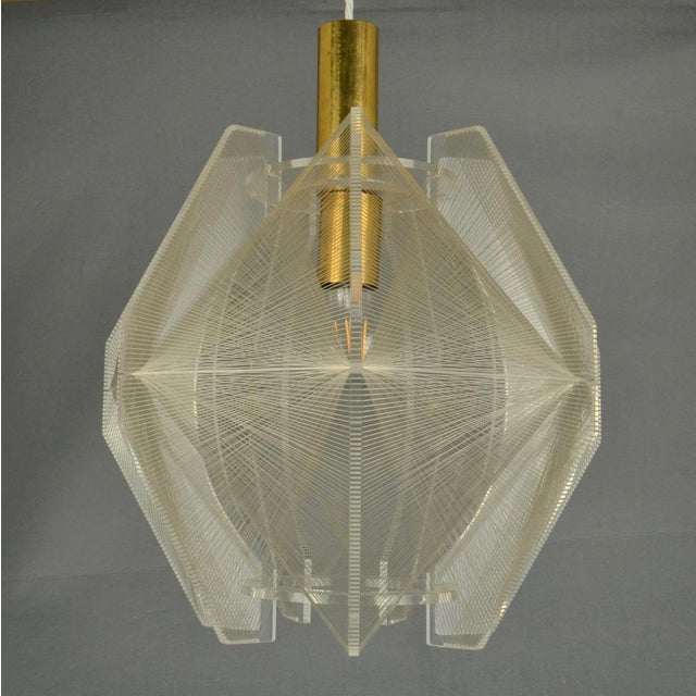 Pendant Lamp in Acrylic Glass, Wire and Brass, 1970s For Sale - Image 6 of 18