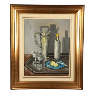 Paolo Polli, Jug of Lemons, 1985, Oil on Canvas, Framed For Sale