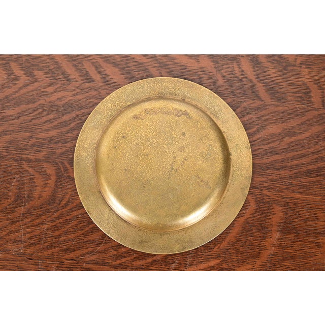 Metal Tiffany Studios New York Bronze Doré Plate or Charger For Sale - Image 7 of 9