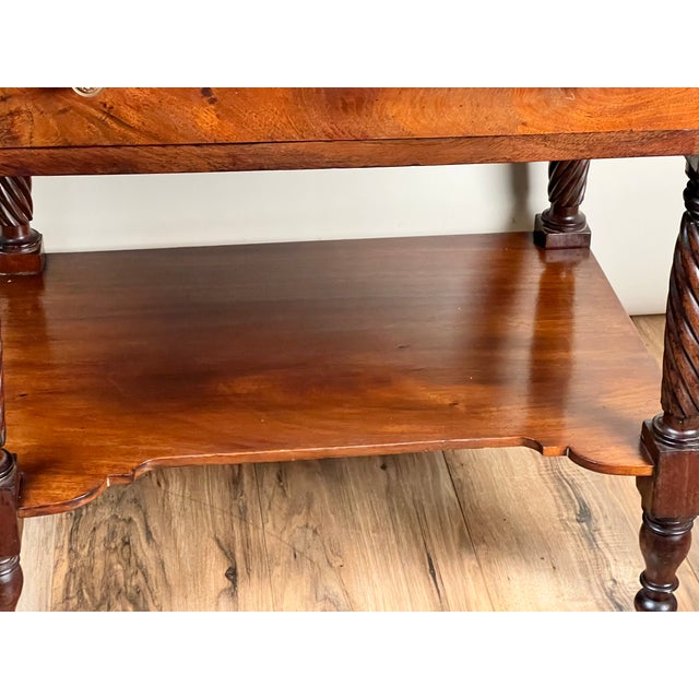 Antique Federal Mahogany Two Drawer Work Stand With Lions Head Pulls C. 1820 For Sale In Boston - Image 6 of 11