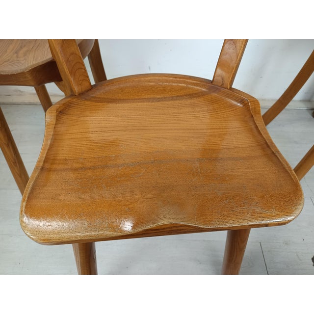Brutalized Elm High Chairs, 1980s, Set of 5 For Sale - Image 11 of 16