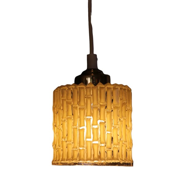 Metal Window Ceiling Lamp with Relief-Patterned Glass and Brass Knob, 1960s For Sale - Image 7 of 12