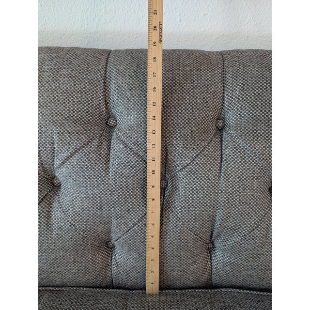 Custom Tufted Designer Sofa in Duralee C&c Pewter Upholstery For Sale - Image 11 of 18