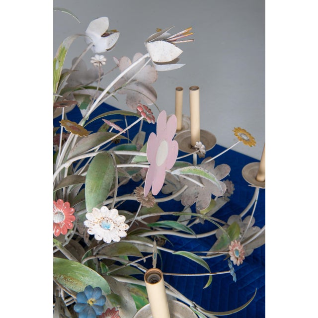 1970s Huge Custom Metal Floral Chandelier in Hollywood Regency Style For Sale - Image 9 of 13