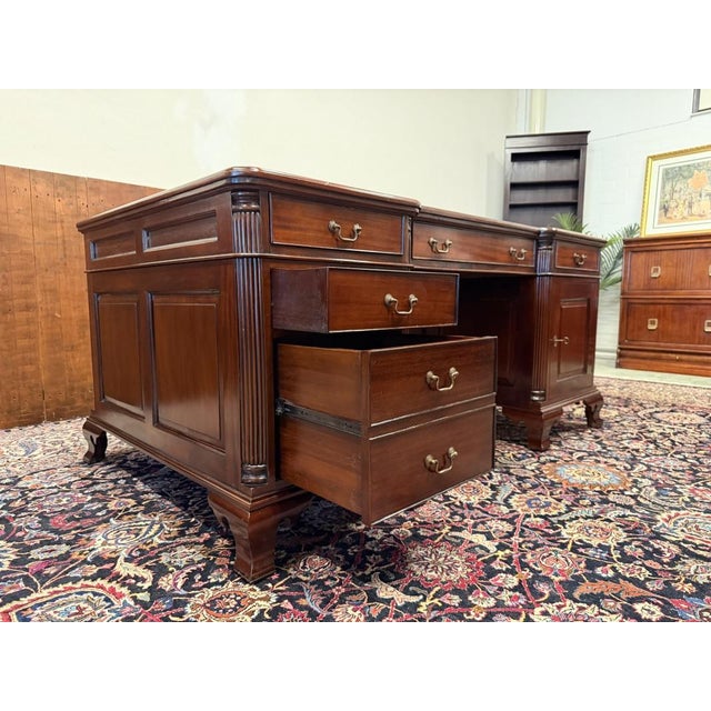 English Desk with Green Leather For Sale - Image 13 of 18