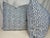Custom pair of 22" pillows covered in Thibaut "Merritt" in color indigo indoor/outdoor fabric. These pillows have tapered...