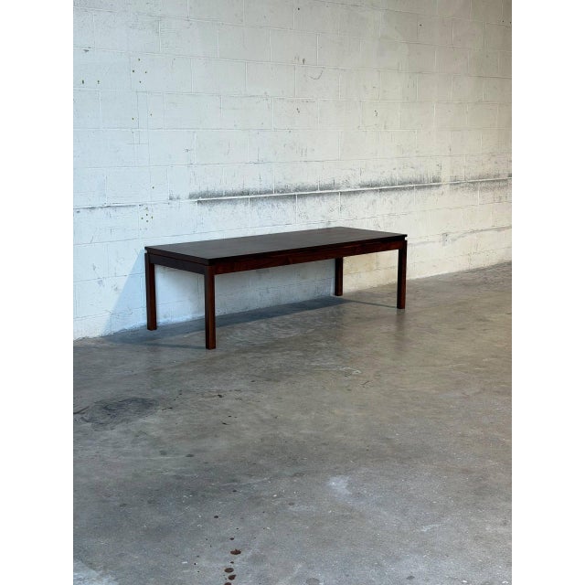 Minimalist Long Rectangular Rosewood Coffee Table Danish Vintage Mid-Century Modern 1960s For Sale - Image 4 of 12