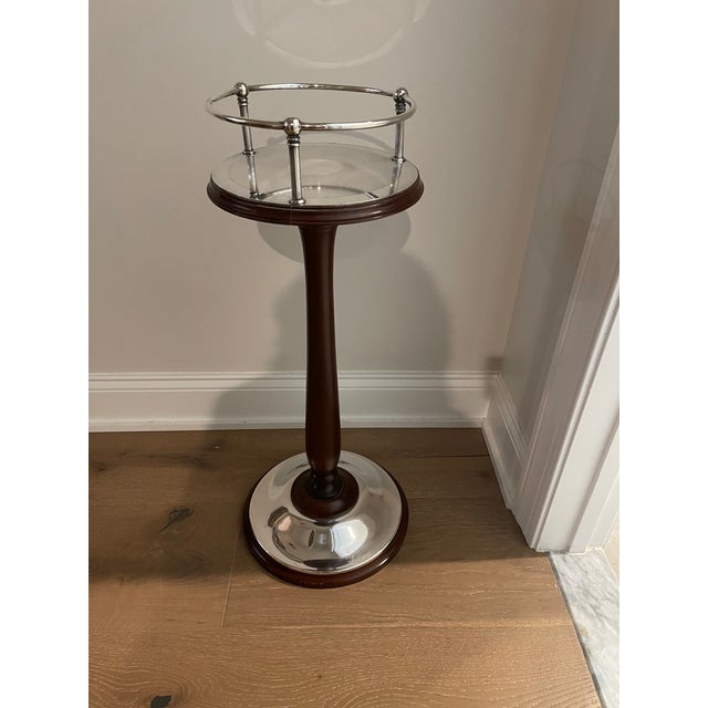 Art Deco 1940s Art Deco Christofle Silver Plated and Mahogany Champagne Stand With Matching Bucket For Sale - Image 3 of 15