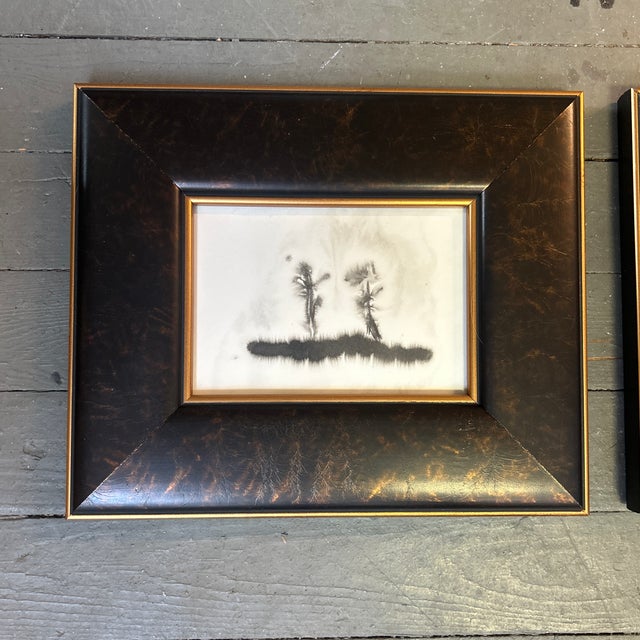 Set of two contemporary original abstract landscape watercolor paintings. Each measure 7x5 or 12.25x10.25 framed. Check...