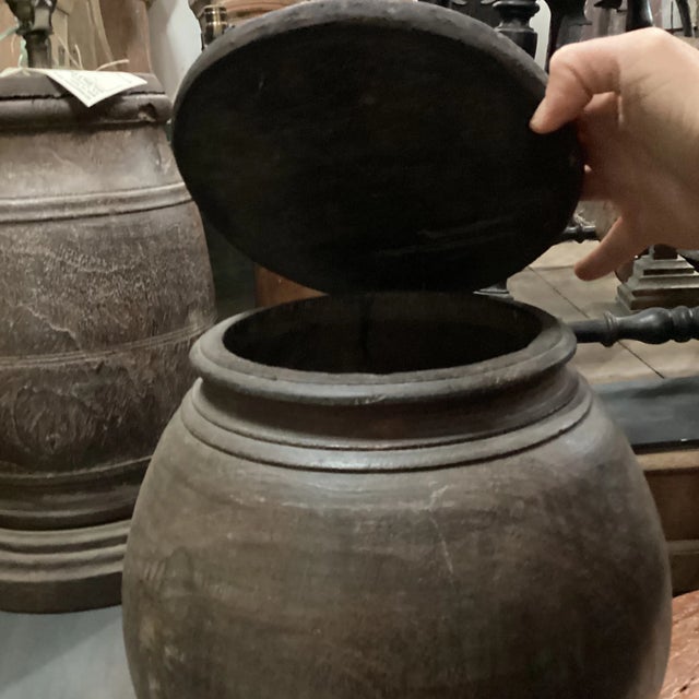 Early 20th Century Indian Wooden Vessel With Visible Wood Grain For Sale - Image 9 of 12