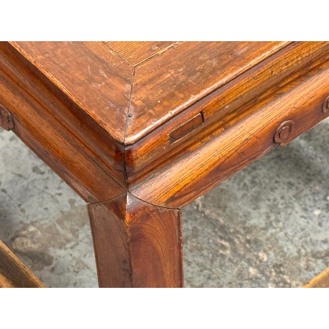 Chinese Elmwood Square Side Table, Antique For Sale In San Francisco - Image 6 of 12