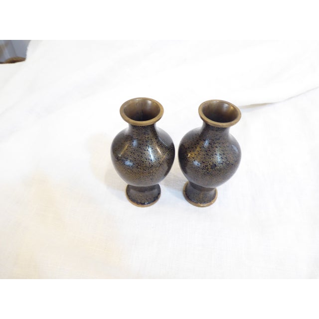 Chinese Antique Chinese Mini Cloisonne Vases - A Pair For Sale - Image 3 of 4