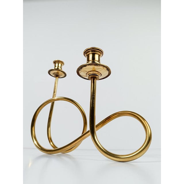 Mid-Century Modern Brass Candleholders in the style of Josef Frank, 1950s, Set of 2 For Sale - Image 11 of 18